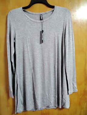 Lock & Love Women's Long Sleeve Crewneck Tunic Top - Gray (XL) NWT